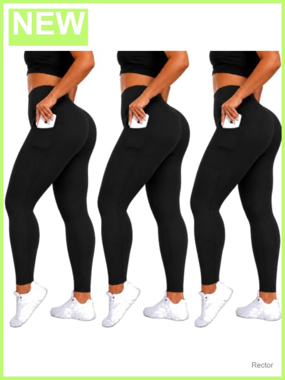 3 Pack High Waisted Leggings with Pockets Tummy Control Yoga Pants